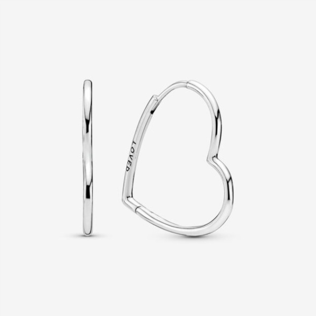 Asymmetrical Heart Hoop Earrings Pandora